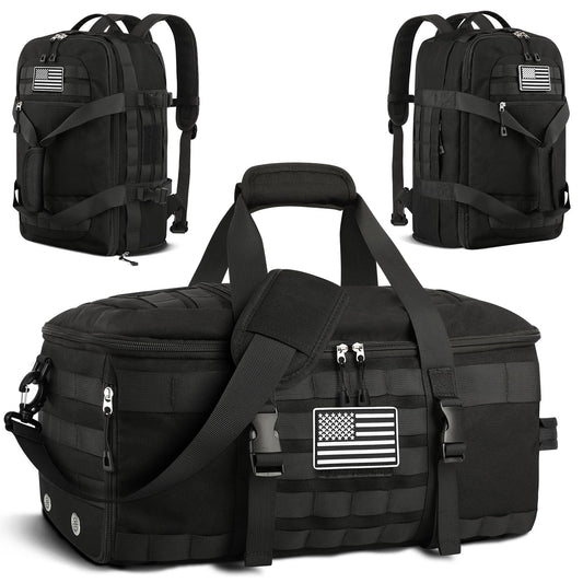 ETRONIK Gym Bags for Men Women, Carry On Luggage 22x14x9 Airline Approved, Tactical Duffle Bag with Shoe Compartment, 3 in 1 Carry on Travel Backpack with Wet Pocket, Weekender Overnight Bag, Black