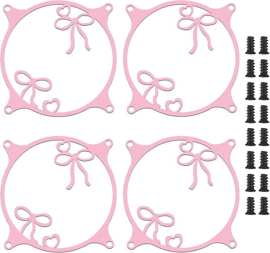 4 120mm Lounsweer Pcs Pink Bow Guard Fan Grill Metal PC Fan Grill Cover with Screws Cute Computer Accessories