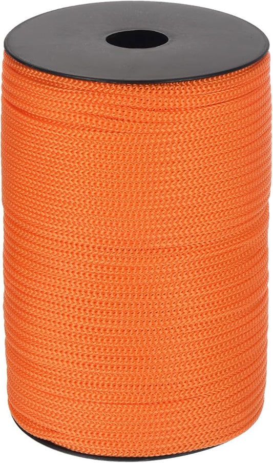 MECCANIXITY 5/32 Inch Polypropylene Rope Braided Ropes, 328ft Camping Rope Hollow Utility Cord for Clothesline, Hiking, Outdoor, Dark Orange