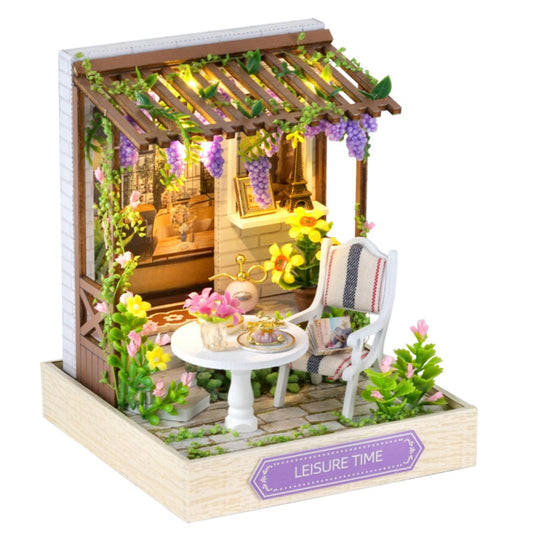 DIY Miniature House Kit, Mini House Building Kit with LED & Dust Cover, DIY Wooden Dollhouse Miniature Kit for Adults Teen, Wooden Crafts Lovely Dollhouse Kit, Leisure Time