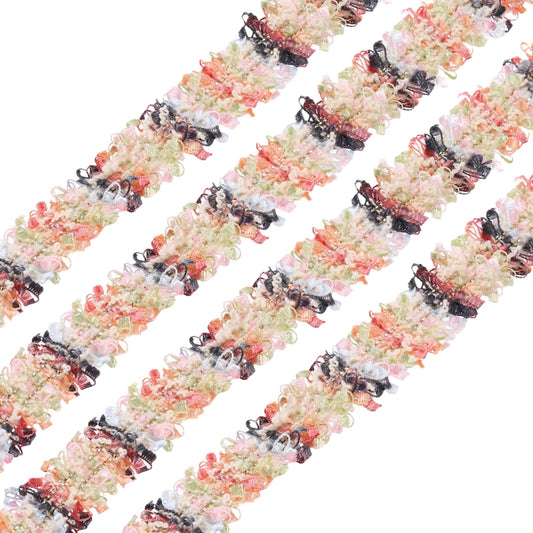 uxcell Braided Lace Trim, 10 Yards Vintage Embroidered Ribbon with Fringed Edges 0.6" Wide Sewing Edging Trim for DIY Crafts, Costumes, Home Decor Sewing Projects, Blue-Green-Pink-Gray