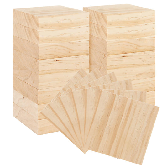 Acrux7 20 Pack 4x4x1 Inch Wood Squares, Unfinished Wooden Panels, Blank Natural Pine Wooden Boards for Crafts, Painting, Laser Engraving, Wood Burning, DIY Coasters