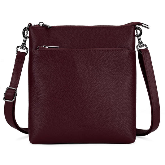 befen Genuine Leather Small Crossbody Bags for Women Travel Cross Body Bags Lightweight with Adjustable Shoulder Strap, Burgundy Red