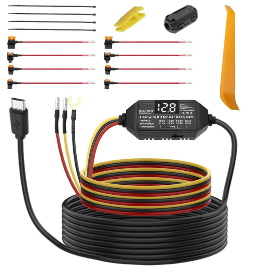 12V-24V 5V 3A 11.5ft MEIRIYFA Dash Cam Acc Hardwire Kit Micro USB Hard Wire Kit Fuse to DC Dashboard Car Camera Charger