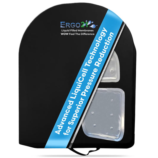 ERGO21 Lumbar Support Pillow for Office Chair, Car, Driving Seat, Auto, Lower Back Pain | Great Back Support with Liquid Filled Membranes | Small Size, (18" W x 18”x 1.5”)