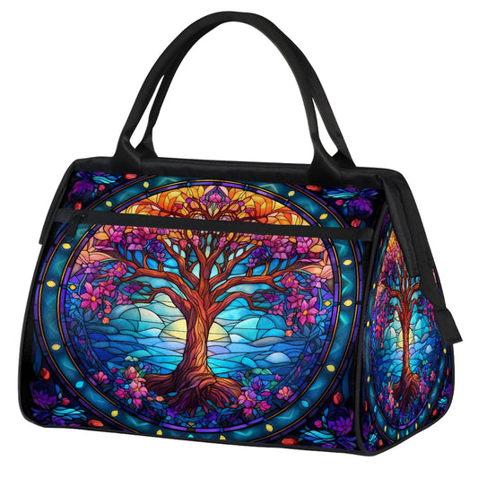 Small Weekender Bag for Women Tree Of Life Beauty Foldie Gym Duffle Bags Canvas Compact Workout Bags Carry On Tote Bag Sport Travel Overnight Sleepover Hospital for Traveling Luggage