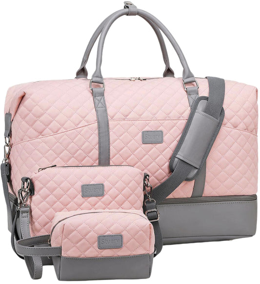 Weekender Bags for Women with Toiletry Bags Large Overnight Bags Travel Duffel Bag Carry On Shoulder Weekend Tote with Shoe Compartment and Wet Pocket