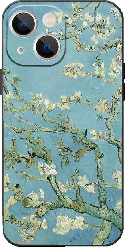 Avistinz 14 for iPhone Case Cute Aesthetic Retro Floral Van Gogh Almond Blossom Phone Case with Nature Plants Art