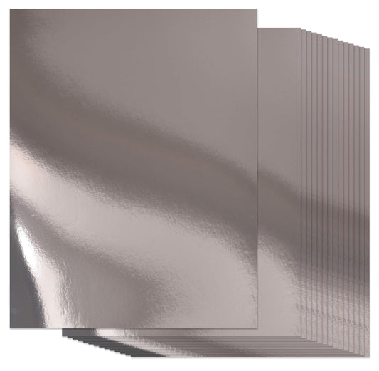 Gift Boutique 60 Pcs Metallic Silver Cardstock Paper, Foil Board Sheets, Mirror Finish Surface for Crafting Invitations & Decor, 8.5" x 11", 250gsm