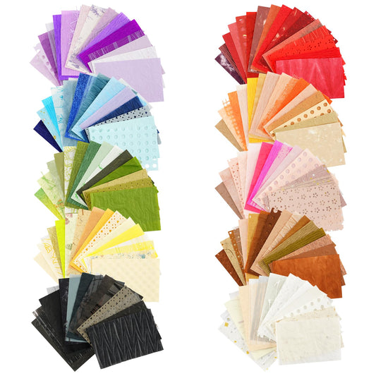 160 Sheets Textured Scrapbook Paper & Mesh Fabric Assorted Set | 10 Mixed Colors | Decorative Paper for Scrapbooking Journaling, Planners, Card Making, Decoupage | 4.72" x 3.14"