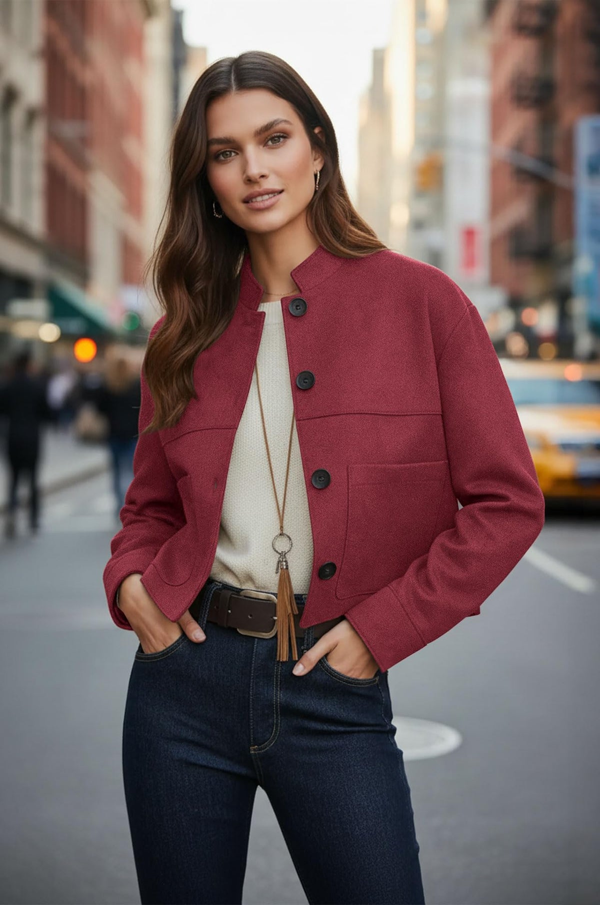 kipfall Womens Faux Suede Cropped Jackets Fall Fashion Winter Coats Lightweight Outerwear Oversized Motorcycle Jacket