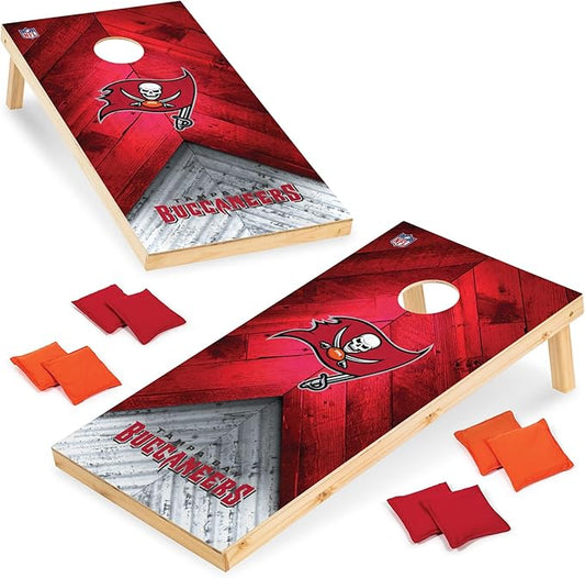 NFL Football 2' x 4' Regulation Size Solid Wood Cornhole Set with Direct Print HD Team Graphics Great Gift for Any Football Fan! Bean Bag Toss Family Outdoor Game