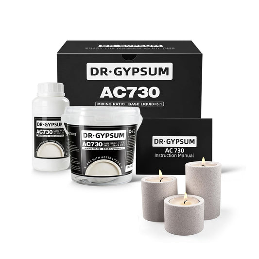 DR.GYPSUM Casting Powder, Fast-Curing,Water-Activated Material for DIY Crafts, Two-Part Powder Base and Liquid Set, 1.2kg(2.2Ib Base+0.44Ib Liquid)/Set(Warm White)