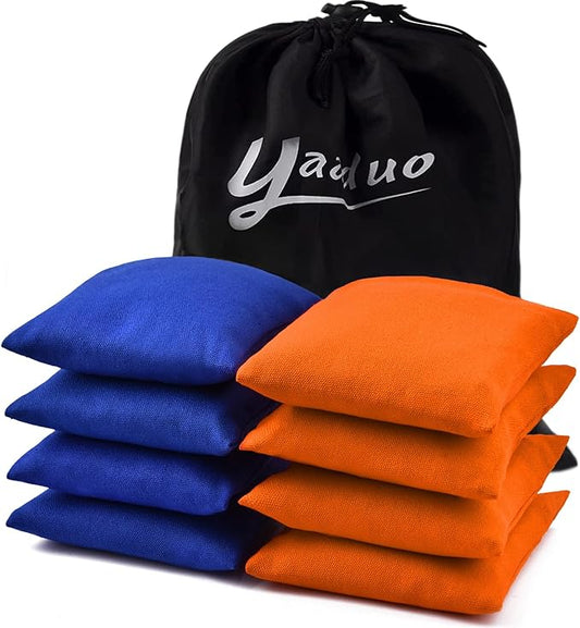 Set of 8 Regulation Cornhole Bags Double Sided, Weather Resistant Bean Bags for Cornhole Toss Game, Corn Hole Beans Bags with Tote Bag