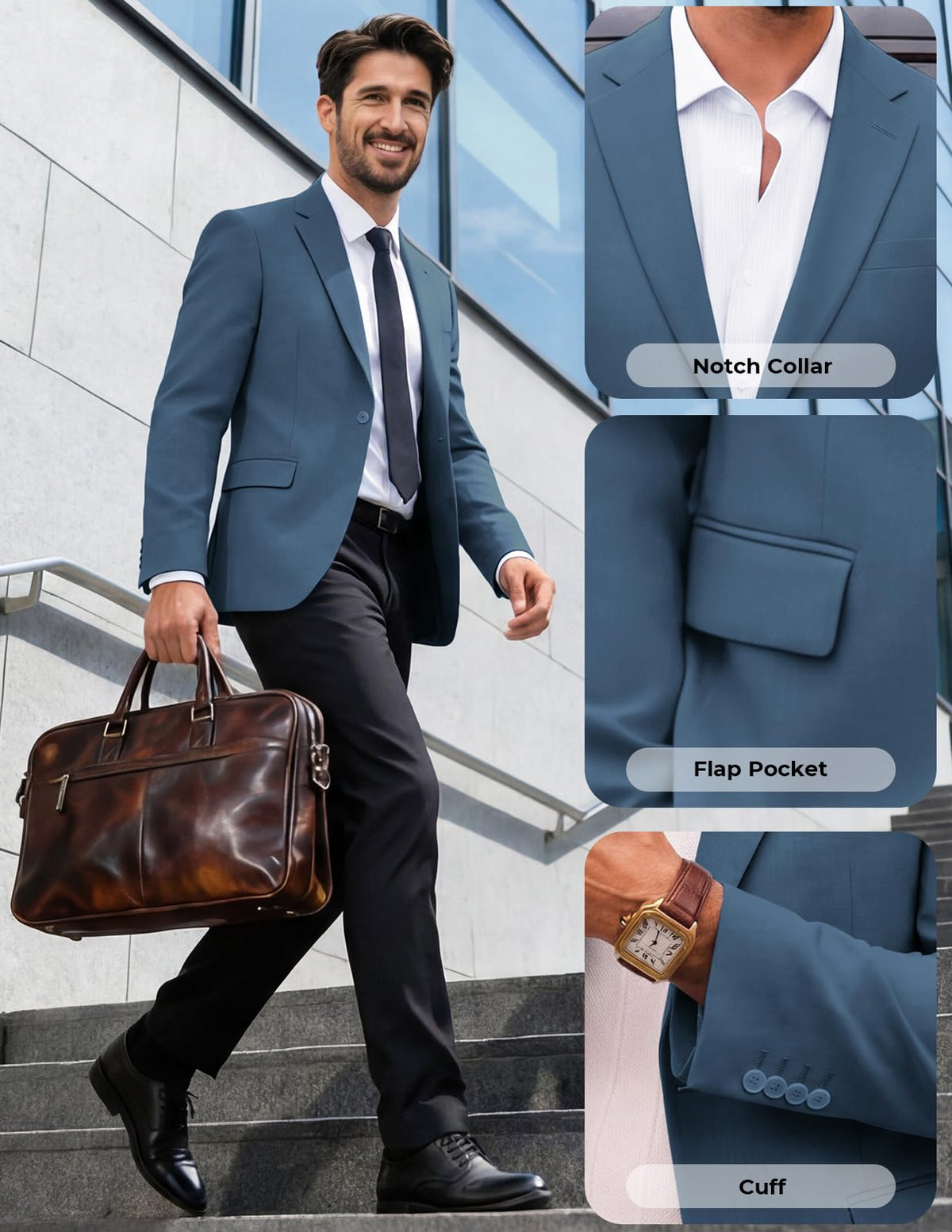 PJ PAUL JONES Casual Sport Coat for Men Stylish Regular Fit Sport Jacket Summer Blazers Denim Blue