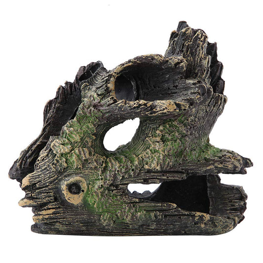 Joyzan Aquarium Tree Trunk, Hollow Landscape Stump Wood House Driftwood Resin Ornament Hideout Hideaway Caves Log Rock Craft Fish Tank Hole Stone Betta Cichlid Turtles Small Lizards Reptiles Amphibian
