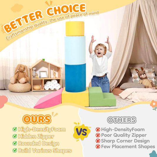 Edbuosy Toddler Climbing Toys Indoor, 7-Piece Colourful Foam Climbing Blocks, Soft Play Climbing for Toddlers, Modular Crawling & Sliding Play Set for Toddlers 1-3 Years Old