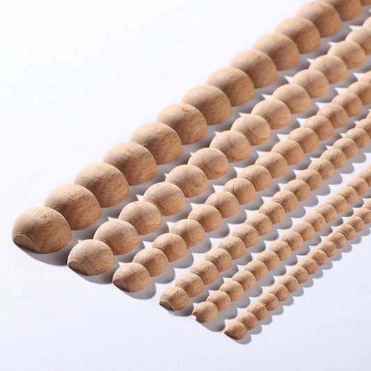 Frinnovan, 15 Packs Wood Beaded Trim Half Wooden Beads Trims Molding 15.75 Inch Unfinished 3D Bead Pearl Natural Wood Color Molding DIY Craft for Home Wall Cabinet Shelf Window Door Decor (20 mm)