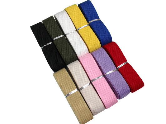 JESEP YONG 1 inch Cotton Webbing Strap 60ft Handles Bag Strap Assorted Color Flat Heavy Weave Webbing Straps for Cloth Tote Bag, Pet Collars, DIY Projects, Crafts, Outdoor Accessories (Mixed JS346)