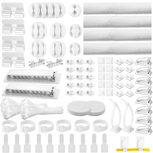 Topavatop [313Pcs] 67 22 4 200 20 Cable Management Kit, Adhesive Cable Clips, Desk Cord Organizer, Reusable Cable