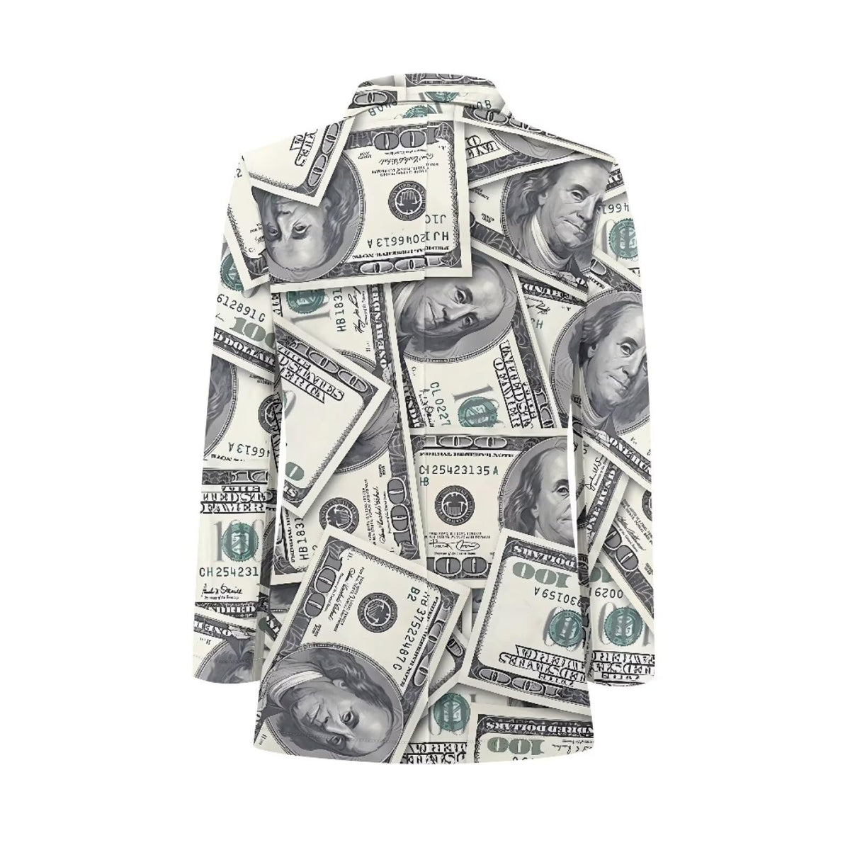 Psaytomey Men's Suit Notched Lapel Slim Fit Stylish Blazer Dress Suit Money Dollar Printed Blazer for Men Business Jackets Suit Jacket Lightweight Casual Blazer