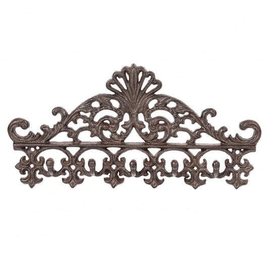 Sungmor Vintage Cast Iron Chrysanthemum Coat Hook with 5 Hooks,Heavy Duty Wall-Mounted Hanger Rack,Decorative Scrollwork Hanger for Coats,Towels and Keys