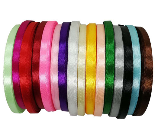 JESEP 16 Rolls 400 Yards Solid Satin Fabric Ribbon Multi-Color Packing for Gift Package Wrapping Hair Bow Clips Accessories, Crafting, Sewing, Wedding, Decorator, etc (1/4" 6MM)