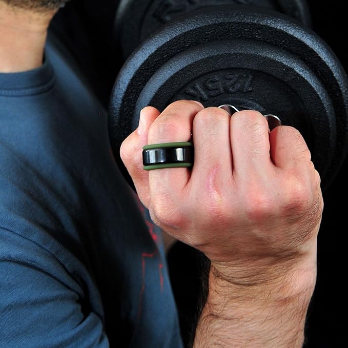 Rinfit Smart Ring Protector - Silicone Ring Enhancer for Active Lifestyle and Gym - StyleFit U.S. Design Patent - Green, Size 7