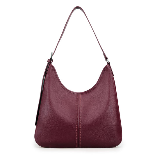 befen Genuine Leather Hobo Bags for Women, Soft Real Leather Women's Shoulder Bag Handbags, Shoulder Purse Designer Bags with Adjustable Strap for Daily Work Travel Fall Fashion, Burgundy