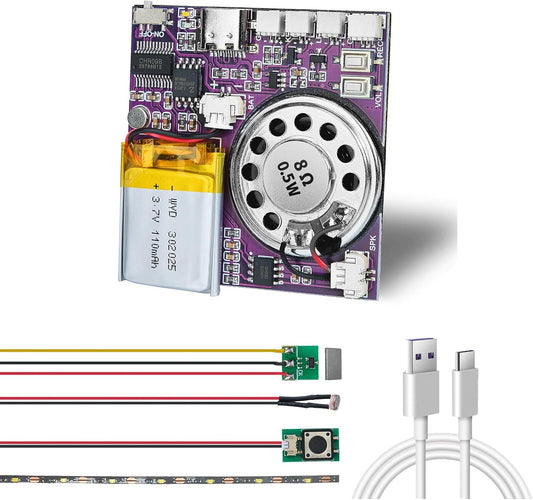 XLW 16MB Sound Module, Push Button, Magnetron, Light Control Activated Recordable Voice Sound Chip Module with LED