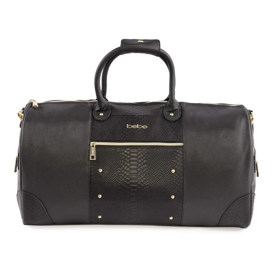BEBE Ellisa Weekend Travel Bag For Women Weekender Bag, Black Croc