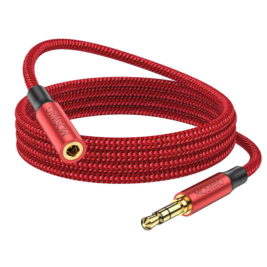 3.5mm 26.24FT/8M MOSWAG Extension Cable Audio Male to Female Stereo Extension Adapter Nylon Braided Cord Compatible