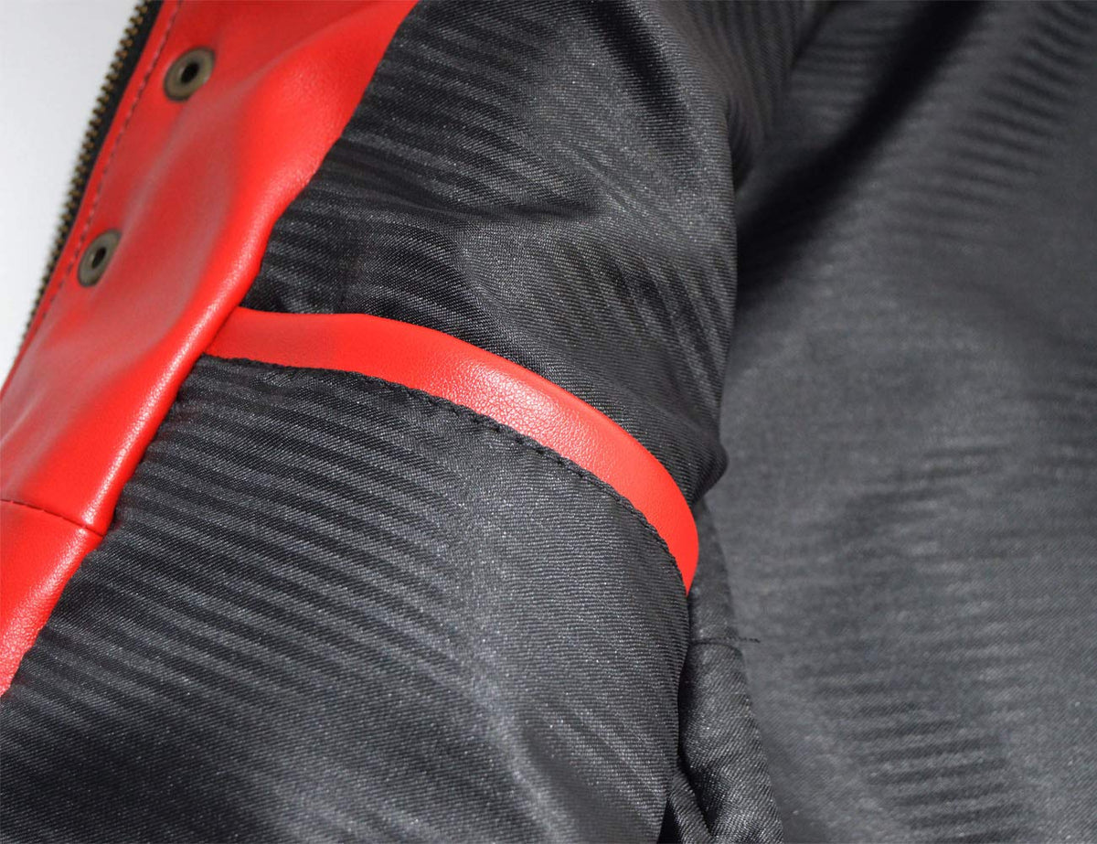 DIZLLER Party&Dance wear - D1 - Red & Black leather Jacket - FAUX Leather - 3XL