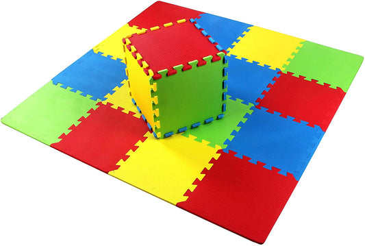 Kangler Kids Puzzle Play Mats, 20pcs Extra Large Colorful Foam Flooring Tiles, Interlocking Floor Mats with Borders for Children Infant Baby Crawling, Exercise, Playroom, Play Area, Baby Nursery