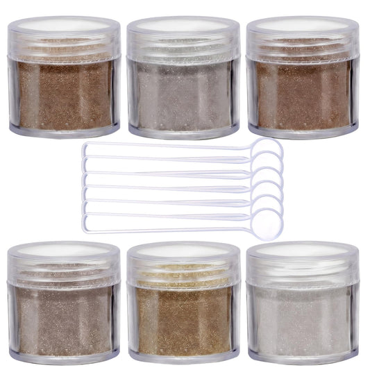 Heigble 6 Pcs 0.5 Ounce Glitter Embossing Powder Set for DIY Crafts Greeting Cards Making Scrapbooking Wedding Invitations (Silver,Copper)