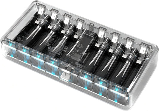 BEVIGOR 8 Rechargeable AA Batteries Charger, Bay AA AAA Battery Charger, Independent Slot Charger with LED Light