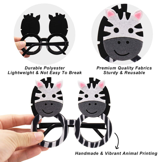 Bessmoso 12 Pack Jungle Animal Glasses Safari Costume Party Favors,12 Kinds of Eyeglasses for Petting Zoo Farmhouse Themed Birthday Party Jungle Safari Dress-Up Cosplay Party Supplies