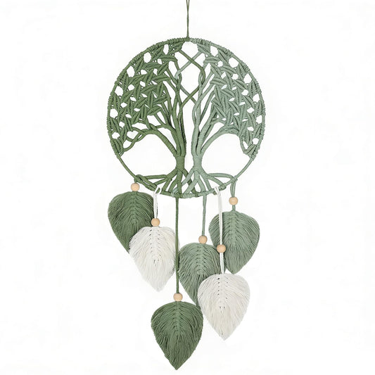 GYHPD Finished Macrame Green Leaves Tree Of Life, No Weaving Required, Boho Wall Decor, Handmade Home Decor, New Home Gift, Unique Decor Art, Handmade Enthusiast Gift for Home Living Room Bedroom