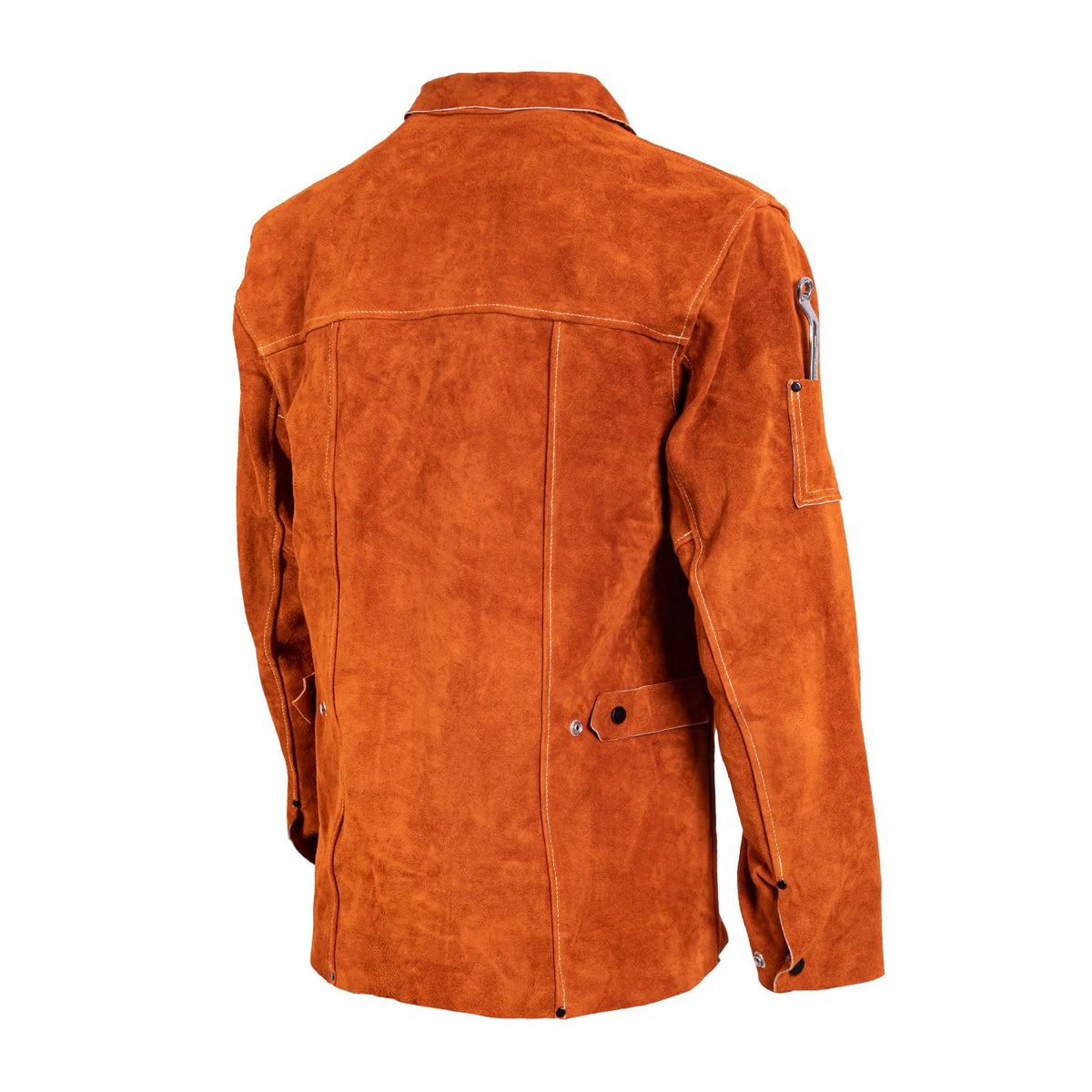 Leather Welding Work Jacket by QeeLink - Flame-Resistant Heavy Duty Split Cowhide Leather (Large)