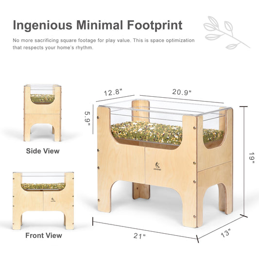 KRAND See-Through Small Water & Sand Sensory Table for Kids w/Transparent Tub for Tactile Play & Learning – Perfect for Home, Classroom & Daycare