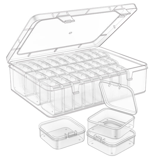 Mathtoxyz Bead Organizer Box, 62Pcs Small Organizers and Storage Plastic Cases, Mini Clear Storage Containers With Hinged Lid, Rectangle for Bracelet Making, DIY Jewelry Craft, Nail