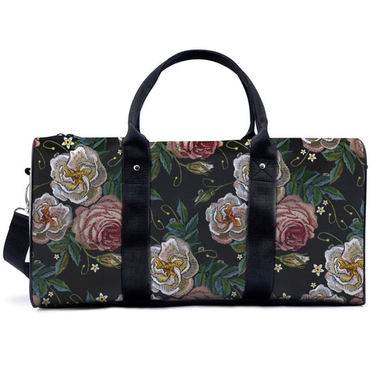 Rose Pattern Duffle Bag with Adjustable Shoulder Strap Large Capacity Gym Bag Weekender Bag for Travel Gym Hospital