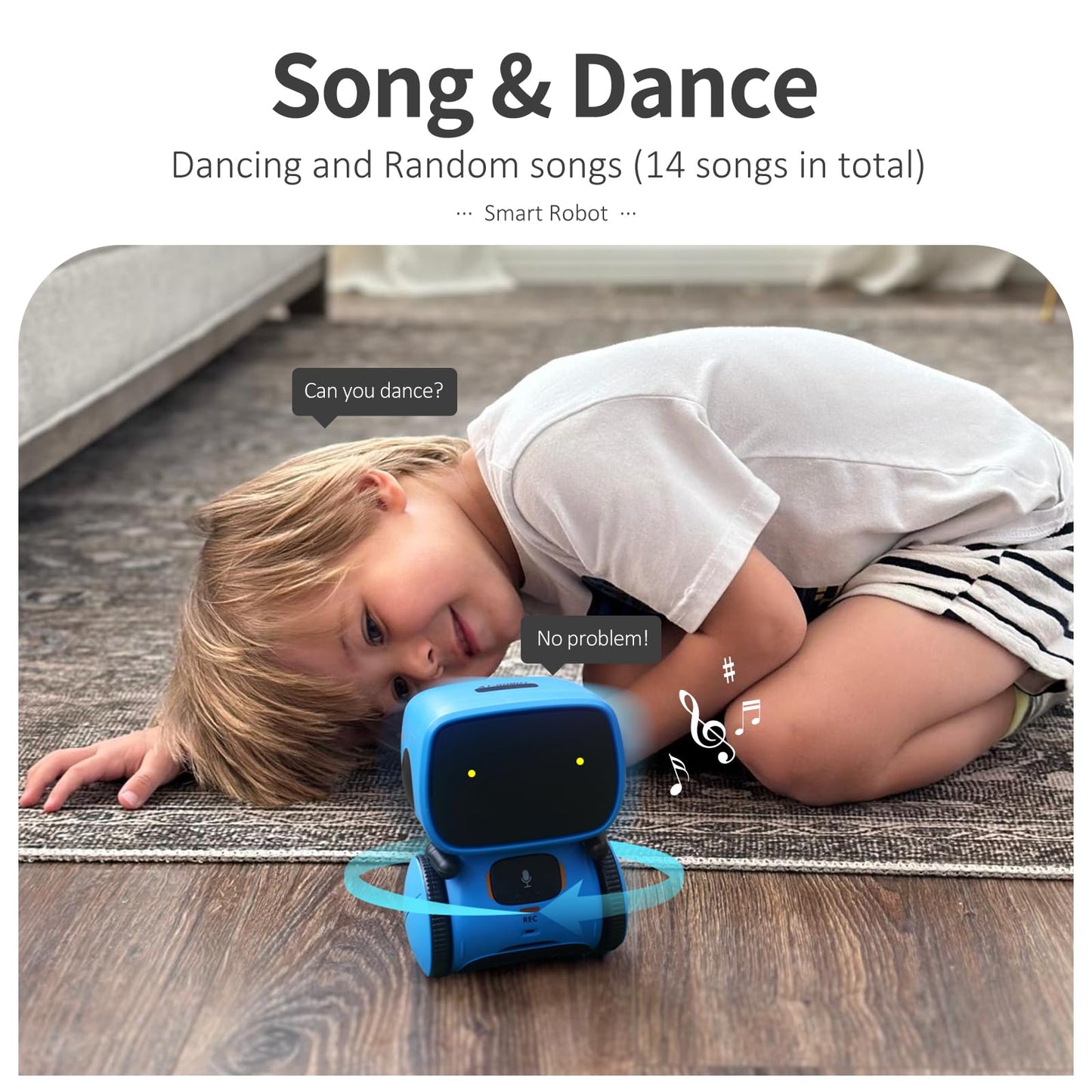 GILOBABY Interactive Talking Robot for Boys, Smart Toy with Touch Control, Playback Mode, Dancing, Singing, Educational Gift for 3-7 Year Old Kids (Blue)