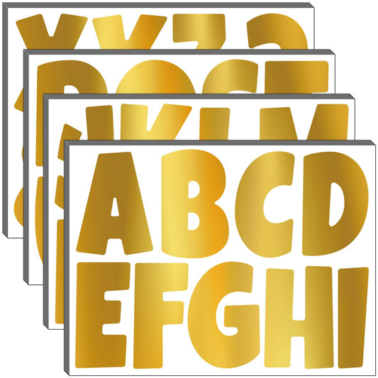 Bemeol 234 Pieces 4 Inch Bulletin Board Letters Alphabet Cutout Letter for Bulletin Board Display Home Classroom School Decor(Gold)