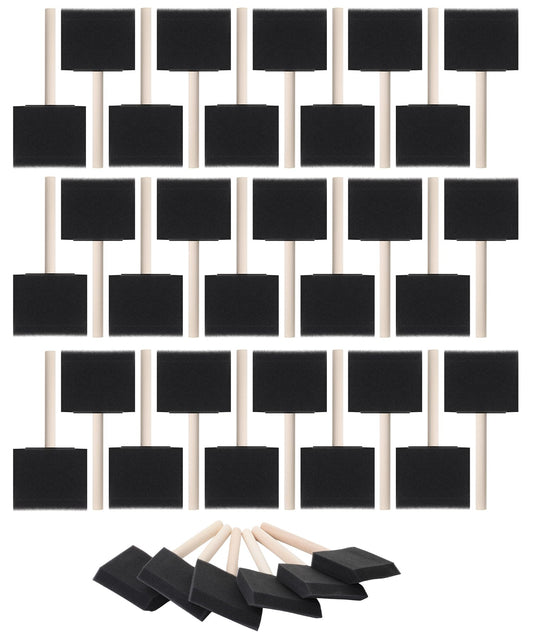 Bates- Foam Paint Brushes, 3-Inch, 36 Pack, Wooden Handle, Sponge Brushes for Painting, Staining, Varnishes, Gluing and DIY Craft Projects on Wood, Metal & More