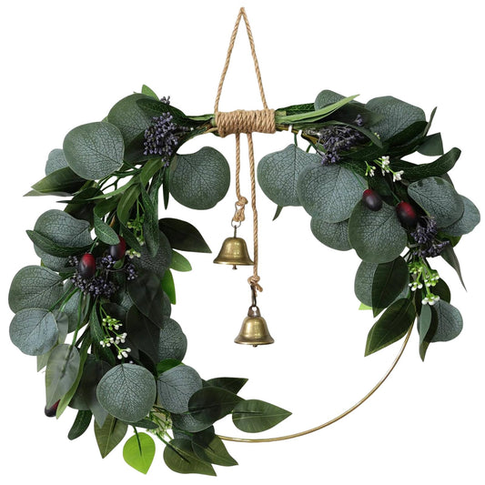 Eucalyptus Wreath for Front Door Artificial Eucalyptus Wreath Olive Fruit and Blueberry with Green Leaf Spring Summer All Season for Farmhouse Front Porch Window Hanging Wall Party Decor