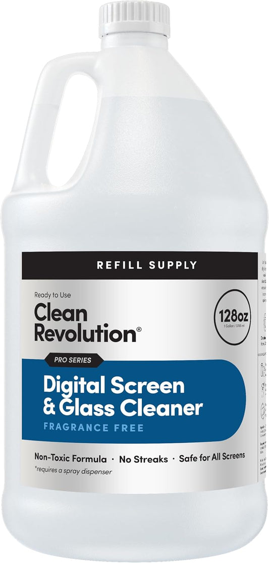 128 oz (Pack 1) Clean Revolution Pro Digital Screen and Glass Cleaner, Spray and Wipe TV Screens, Computers, Mirrors