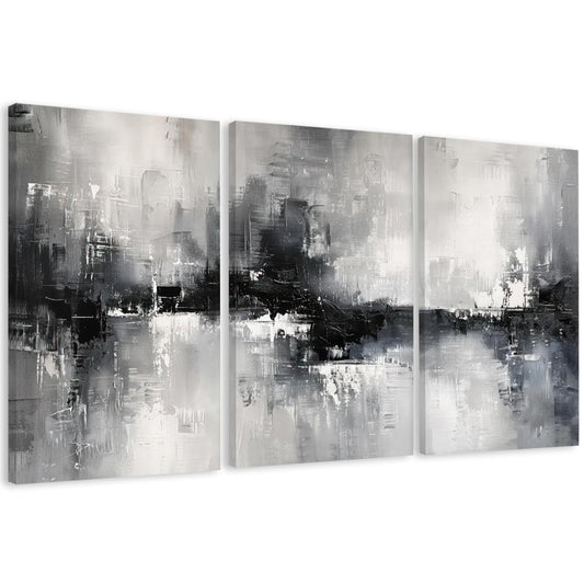 AVECCO 3 Pieces Large Black and White Abstract Wall Art, Modern Black and White Grey Canvas Wall Decor, Dark Contemporary Minimalist Art Prints for Bedroom Living Room Office Home Decoration 24x36 In