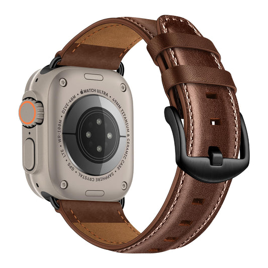 CINORS Italian Dark Brown Leather Band Compatible with Apple Watch 11 10 46mm Ultra 49mm Mens Women Strap XL Big Wrist Bands for iWatch Series 9 8 7 45mm 6 5 4 44mm 3 2 1 SE 42mm