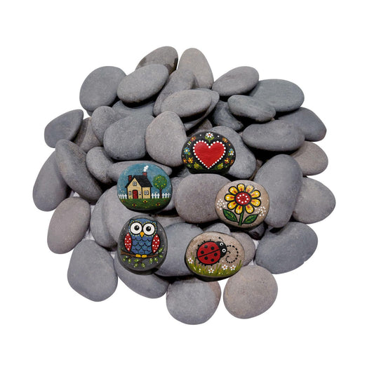 Handpicked 50pcs 1.5-2.5 inch Small Painting Rocks, Natural River Rocks Smooth Flat Pebbles for Crafts, Kindness Rocks for ArtsPainting Activities, DIY Decorative Flower pots Fish Tank